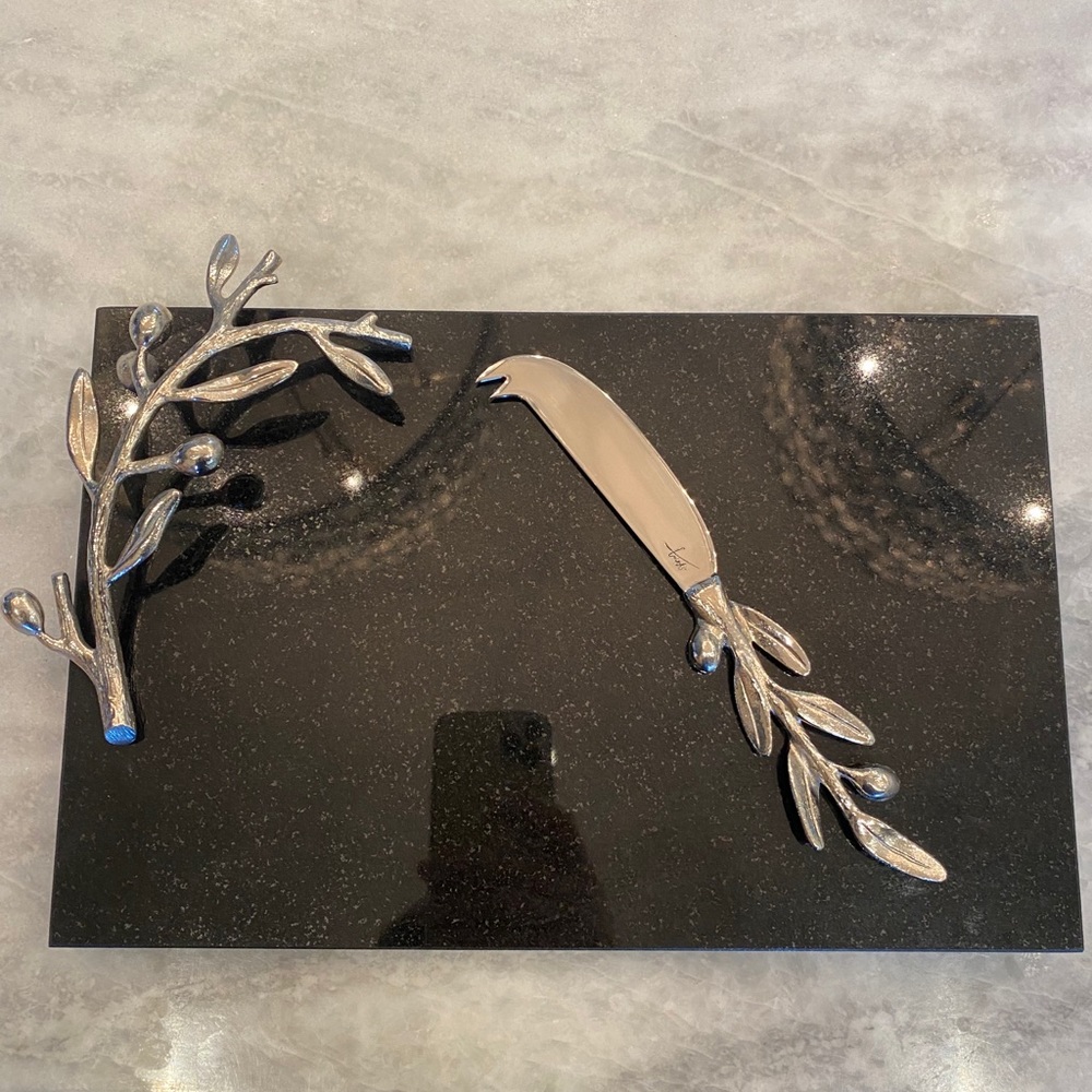 Michael Aram Olive Branch Cheese Board and Knife